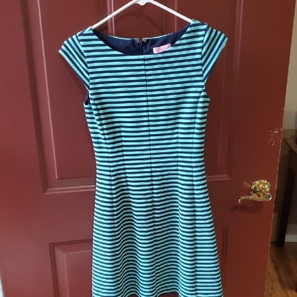 Lilly Pulitzer Blue and teal Striped Mini Dress - Picture 1 of 6